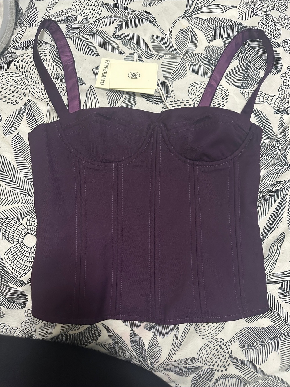 Peppermayo Plum Structured Bustier Crop Top